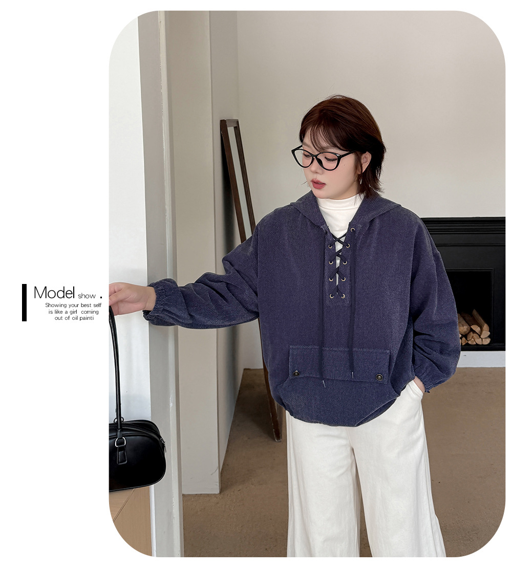 大きいサイズ レディース フード付きドローストリング厚手スウェットパーカー LL 3L 4L 5L