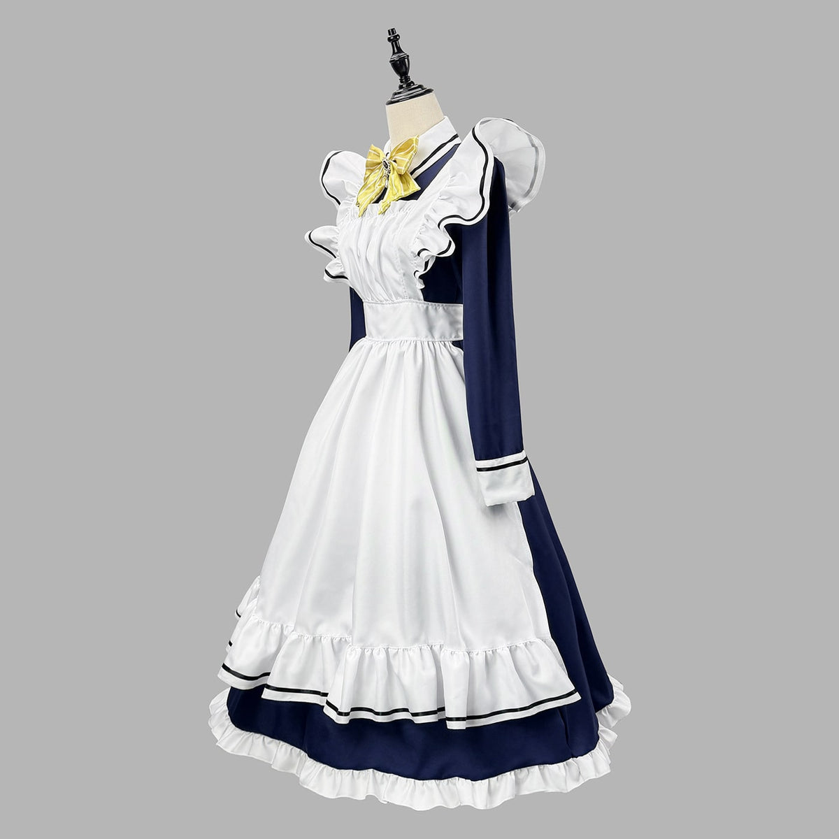 大きいサイズ レディース フリルエプロン付きロングメイド服コスチューム LL 3L 4L 5L 6L 4