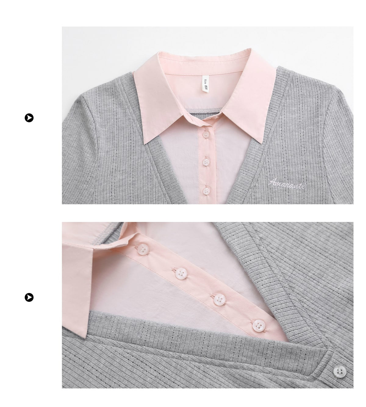 大きいサイズ レディース 配色シャツ襟カーディガン風レイヤードトップス LL 3L 4L 5L 6L 13
