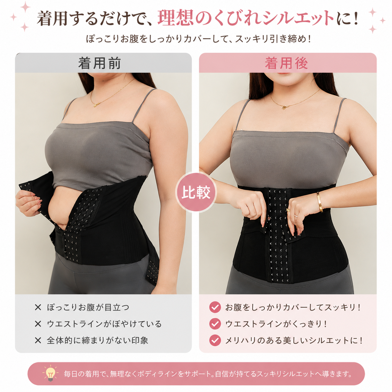 大きいサイズ レディース 美くびれサポートコルセットベルト LL 3L 4L 5L