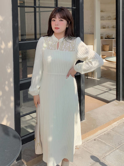 大きいサイズ レディース チャイナ風レースワンピース LL 3L 4L 5L