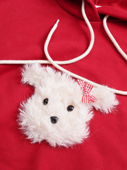 大きいサイズ レディース ふわふわ小犬厚手ニットスウェットパーカー LL 3L 4L 5L