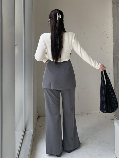 大きいサイズ レディース ラップスカート付きハイウエストフレアパンツ LL 3L 4L 5L