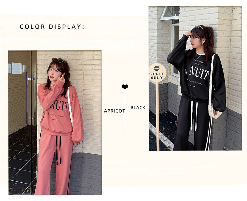 大きいサイズ レディース プリントスウェットシャツ+ワイドパンツセット LL 3L 4L 5L