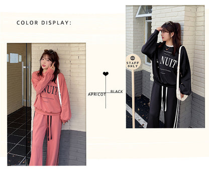 大きいサイズ レディース プリントスウェットシャツ+ワイドパンツセット LL 3L 4L 5L