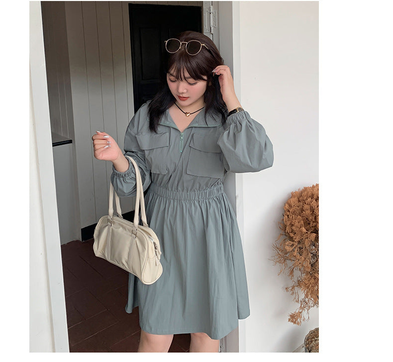 大きいサイズ レディース アウトドアフード付きワンピース LL 3L 4L 5L