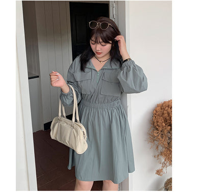 大きいサイズ レディース アウトドアフード付きワンピース LL 3L 4L 5L