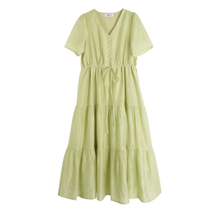 大きいサイズ レディース Vネックジャガードロングワンピース LL 3L 4L 5L