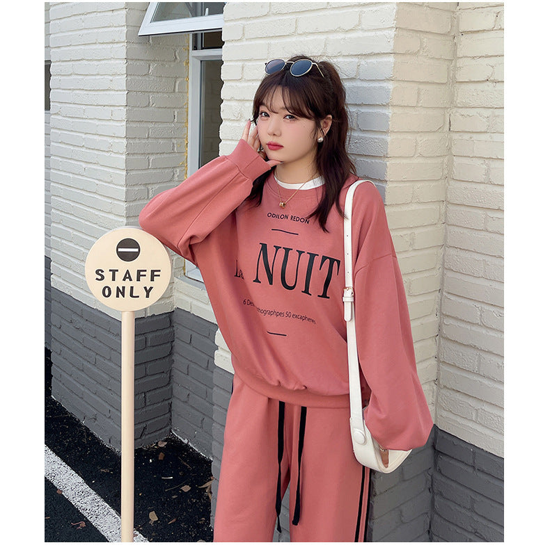 大きいサイズ レディース プリントスウェットシャツ+ワイドパンツセット LL 3L 4L 5L