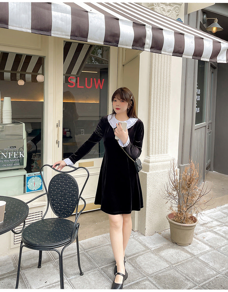 大きいサイズ レディース シックなベロアワンピース LL 3L 4L 5L