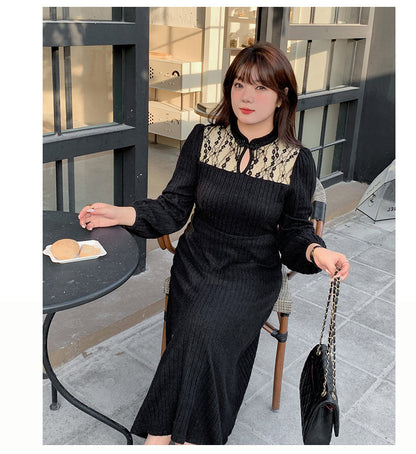 大きいサイズ レディース チャイナ風レースワンピース LL 3L 4L 5L