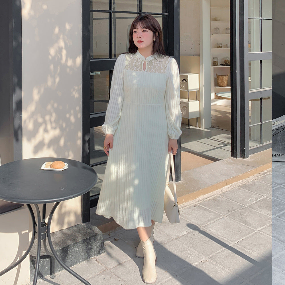 大きいサイズ レディース チャイナ風レースワンピース LL 3L 4L 5L