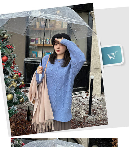 大きいサイズ レディース チュニック丈ケーブルニット LL 3L 4L 5L