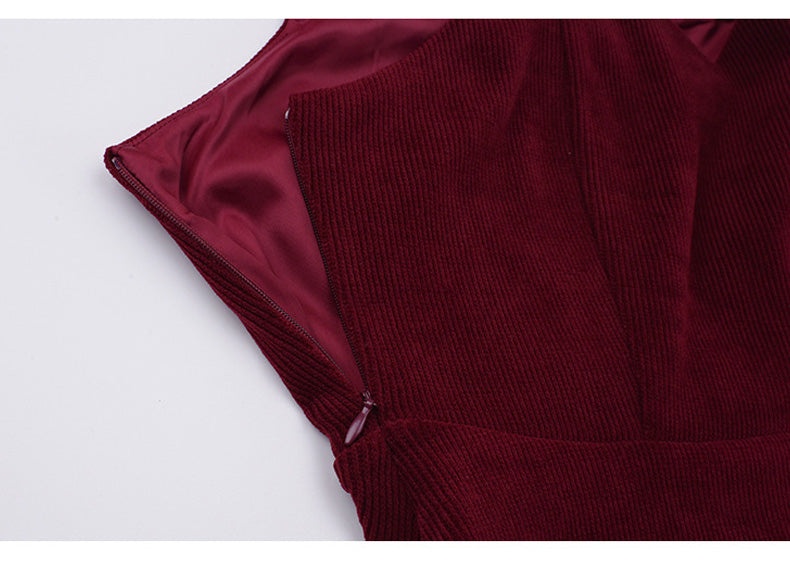 大きいサイズ レディース コーデュロイのレトロワンピース+フリルパフスリーブブラウス LL 3L 4L 5L