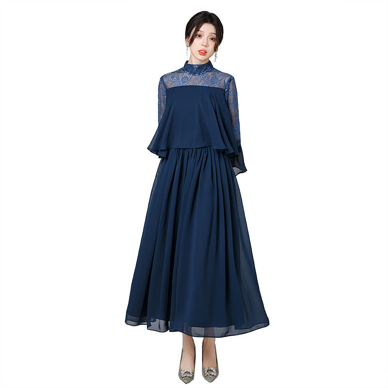 大きいサイズ レディース シフォンレースオケージョンワンピース L LL 3L 4L