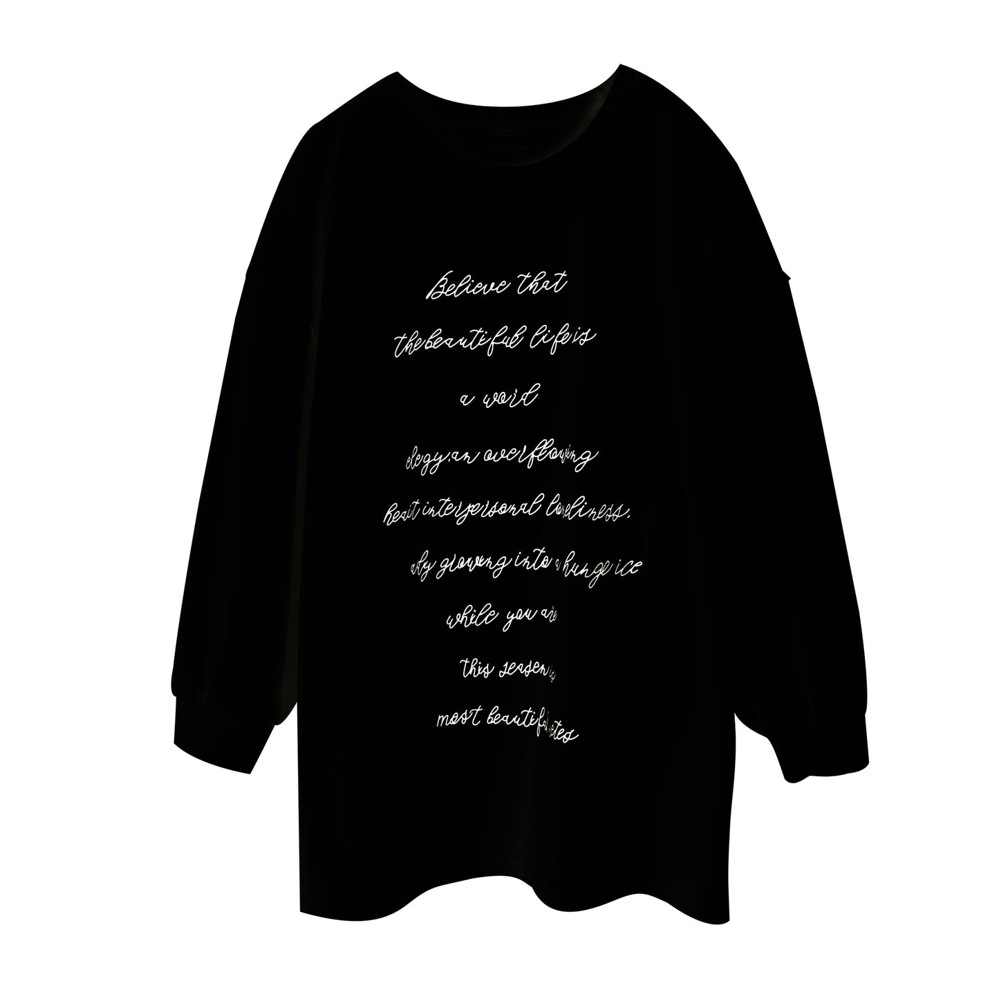 大きいサイズ レディース ドロップショルダーレタープリント長袖Tシャツ LL 3L 4L 5L