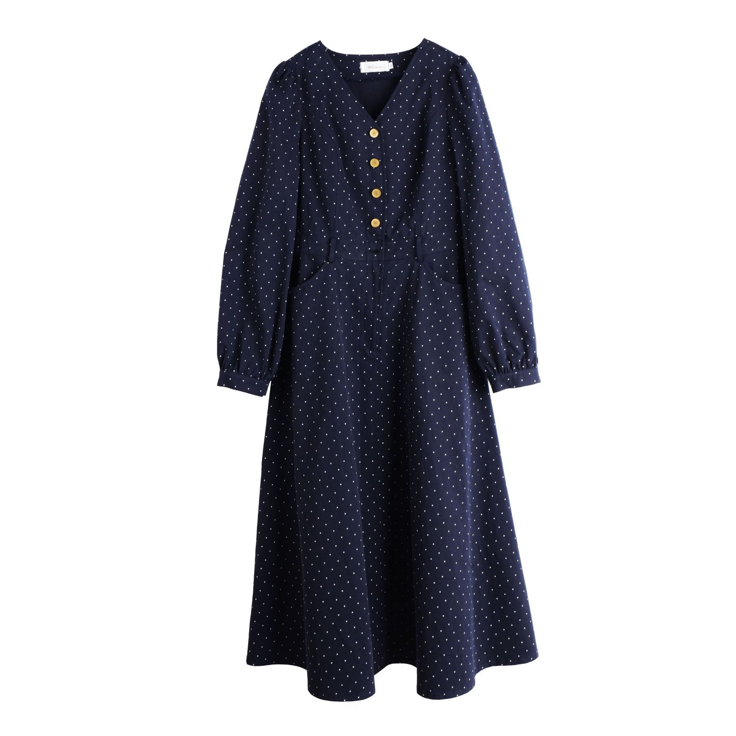 大きいサイズ レディース Vネックハイセンス水玉ドットウエストワンピース（ベルト別売） LL 3L 4L 5L