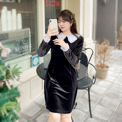 大きいサイズ レディース シックなベロアワンピース LL 3L 4L 5L