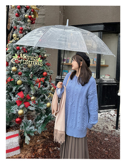 大きいサイズ レディース チュニック丈ケーブルニット LL 3L 4L 5L