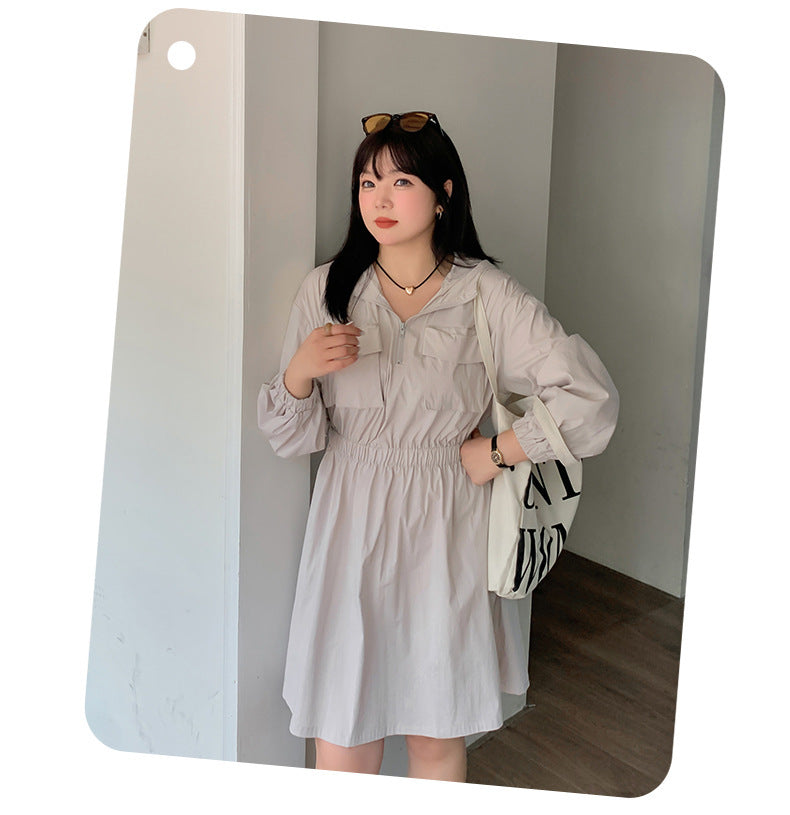 大きいサイズ レディース アウトドアフード付きワンピース LL 3L 4L 5L