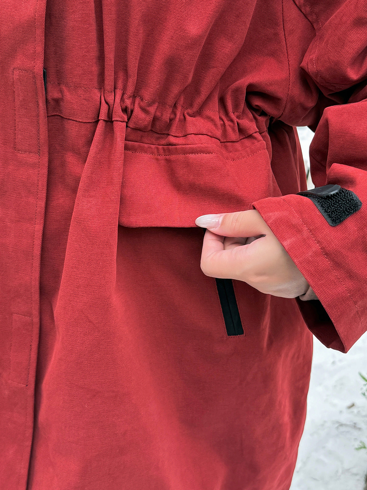 大きいサイズ レディース フード付きウエスト絞りキルティング中綿ジャケット 3L 4L 5L