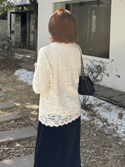 大きいサイズ レディース Vネックフリル刺繍レースエレガントブラウス LL 3L 4L 5L