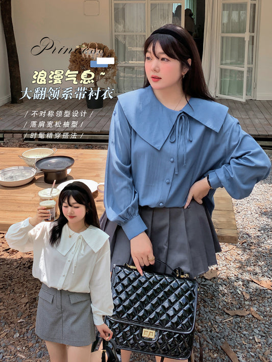 大きいサイズ レディース アシンメトリーカラーブラウス LL 3L 4L 5L