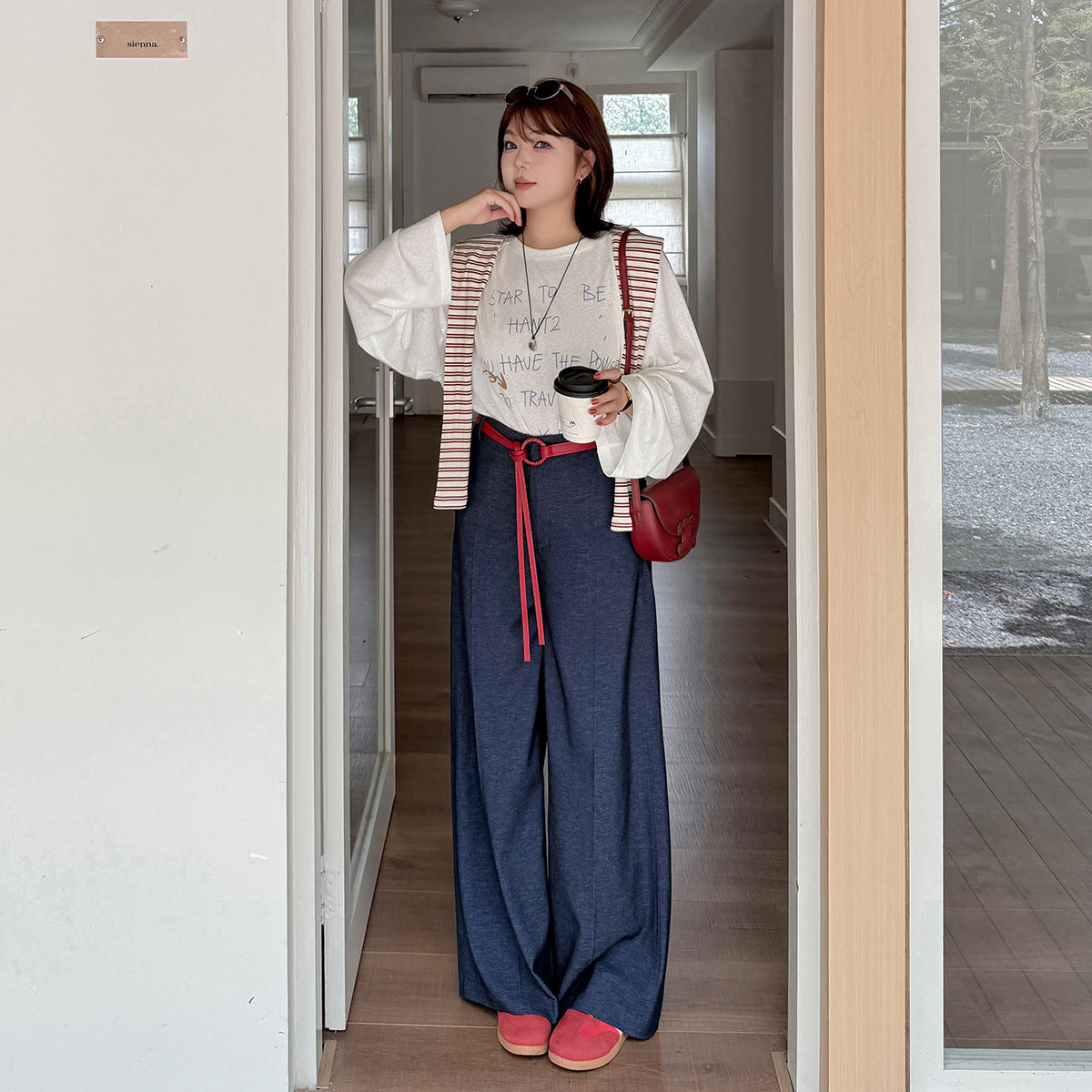 大きいサイズ レディース ストレートハイウエストレッグパンツ（ベルト別売） LL 3L 4L 5L