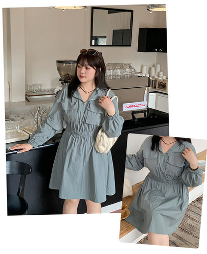 大きいサイズ レディース アウトドアフード付きワンピース LL 3L 4L 5L