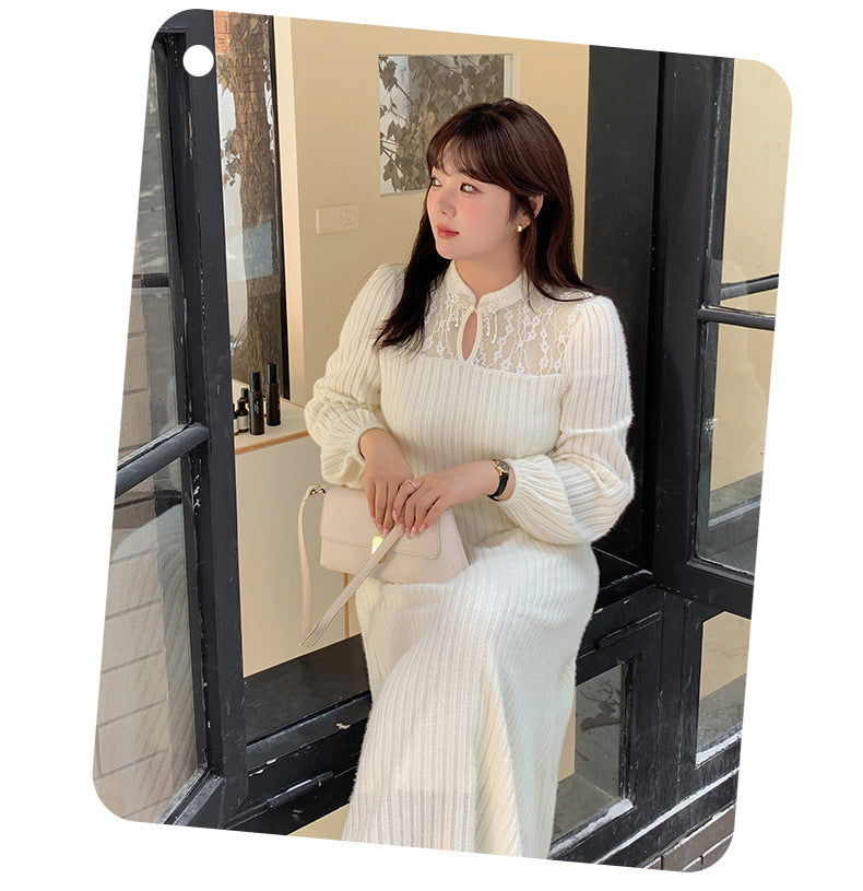 大きいサイズ レディース チャイナ風レースワンピース LL 3L 4L 5L