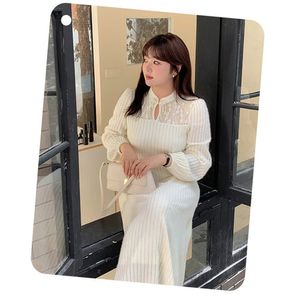 大きいサイズ レディース チャイナ風レースワンピース LL 3L 4L 5L