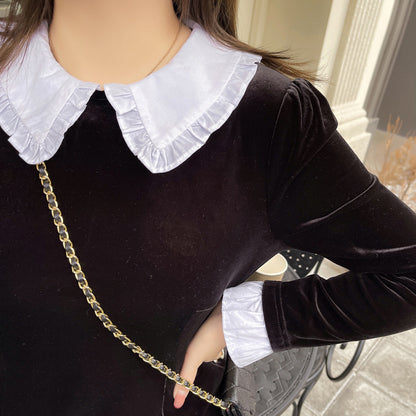 大きいサイズ レディース シックなベロアワンピース LL 3L 4L 5L