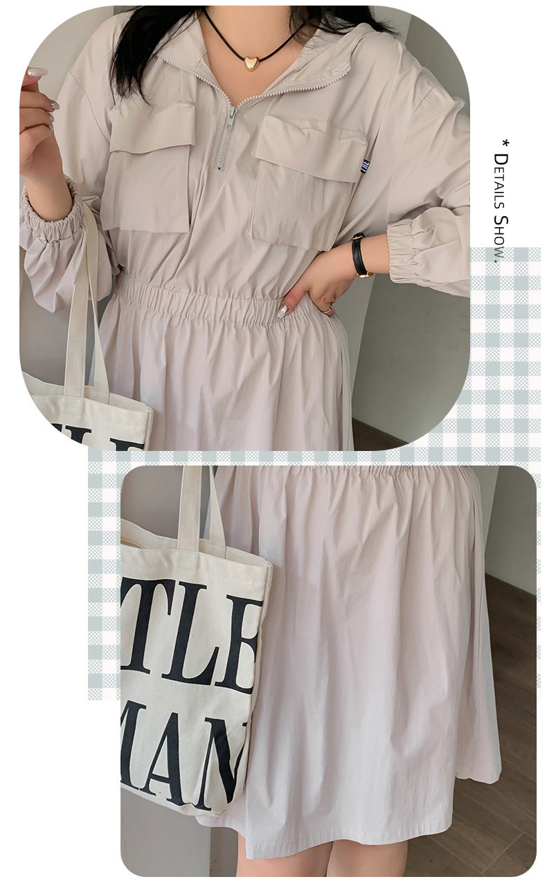 大きいサイズ レディース アウトドアフード付きワンピース LL 3L 4L 5L