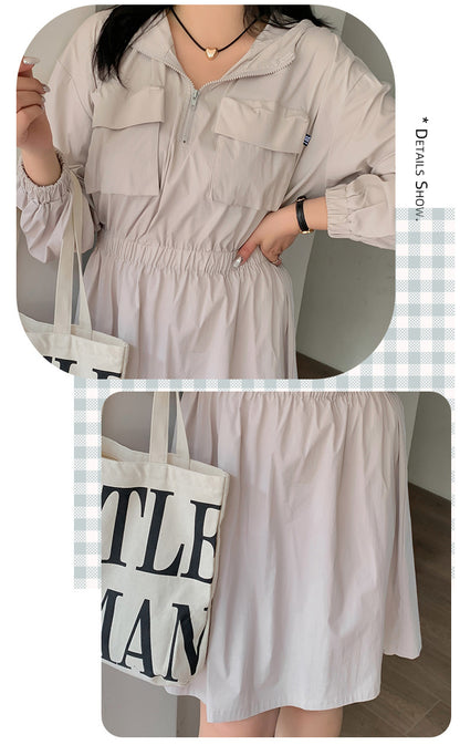 大きいサイズ レディース アウトドアフード付きワンピース LL 3L 4L 5L