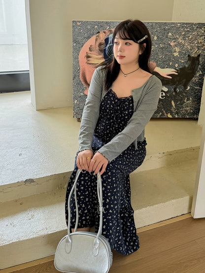 大きいサイズ レディース 花柄キャミワンピース＆ショートカーディガンセット LL 3L 4L 5L 6L