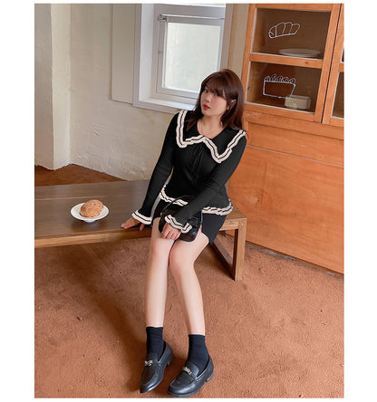 大きいサイズ レディース バイカラーのフリルカーディガン LL 3L 4L 5L