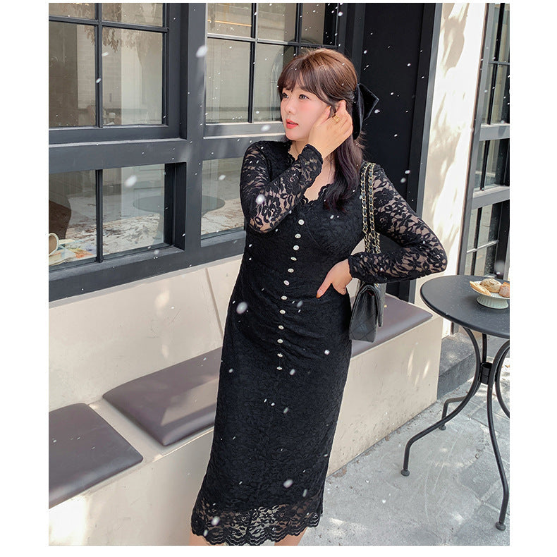 大きいサイズ レディース レースのVネックワンピース LL 3L 4L 5L