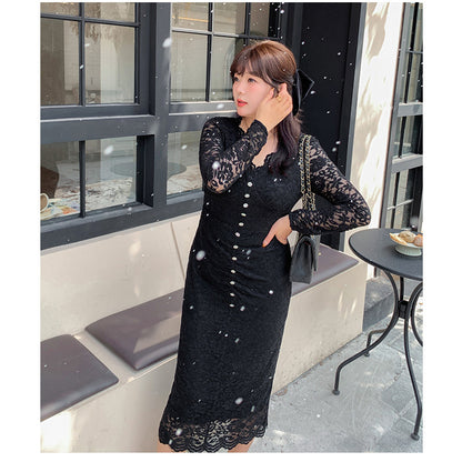 大きいサイズ レディース レースのVネックワンピース LL 3L 4L 5L