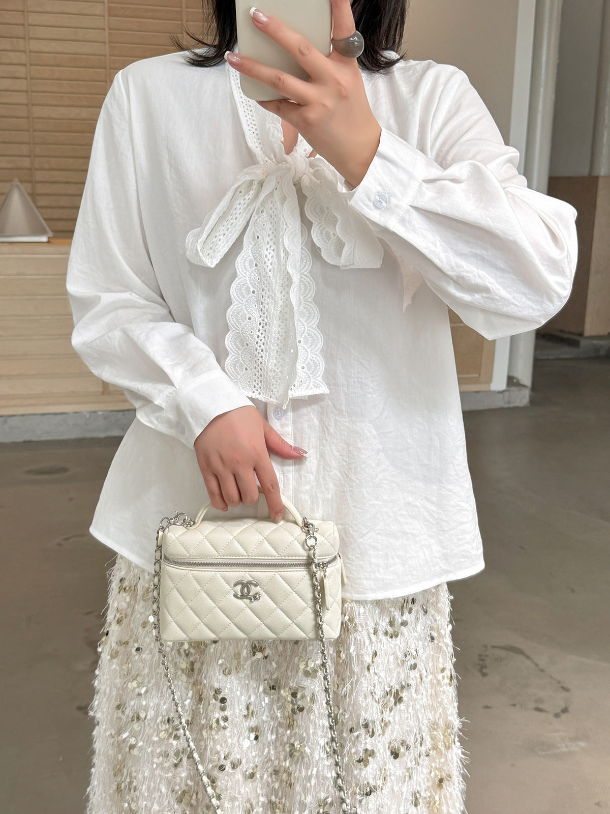 大きいサイズ レディース レースリボンフレンチホワイトブラウス LL 3L 4L 5L