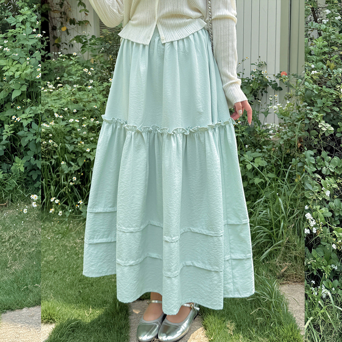 大きいサイズ レディース 花のつぼみ型ふんわりフリルロングスカート LL 3L 4L 5L