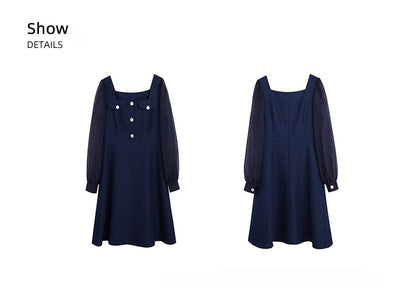 大きいサイズ レディース シアーのスクエアネックのワンピース LL 3L 4L 5L