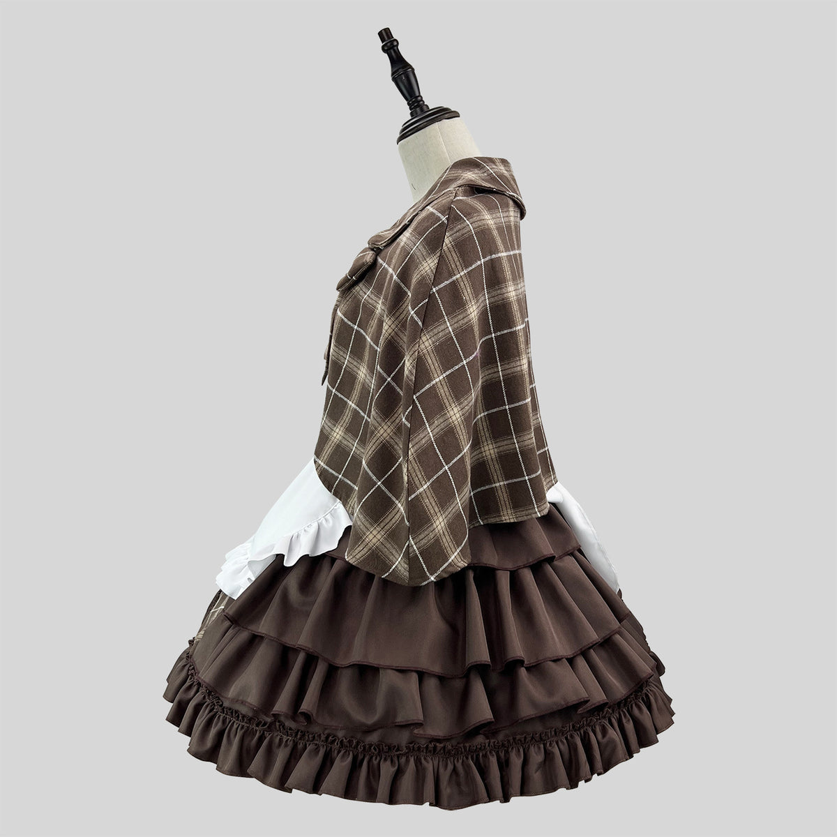 大きいサイズ レディース 探偵風チェック柄メイドコスチューム LL 3L 4L 5L 6L
