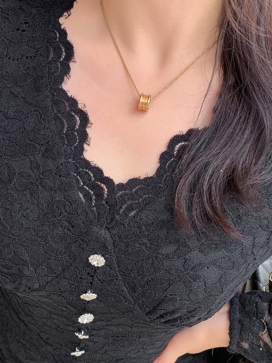 大きいサイズ レディース レースのVネックワンピース LL 3L 4L 5L