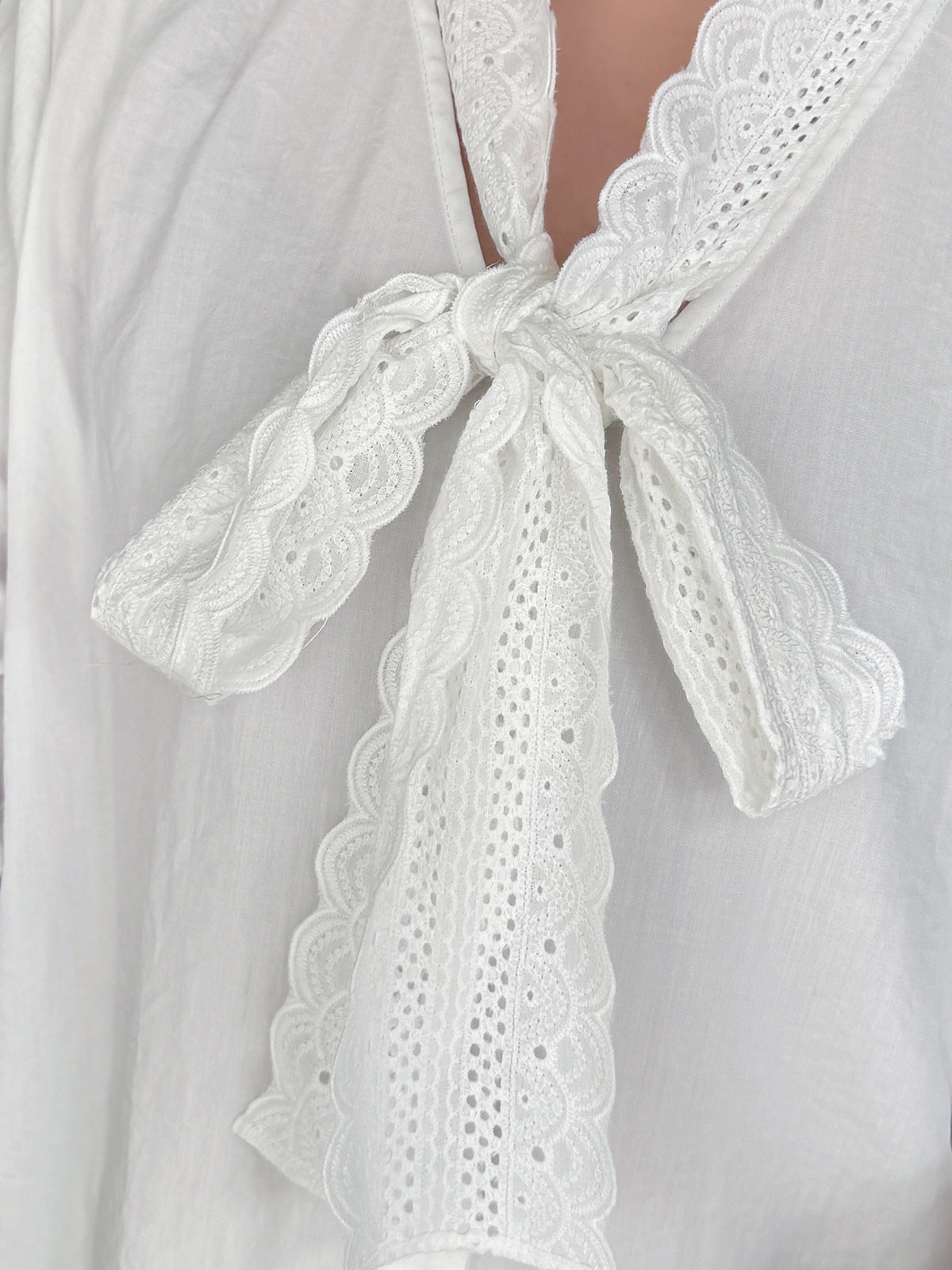 大きいサイズ レディース レースリボンフレンチホワイトブラウス LL 3L 4L 5L