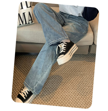 大きいサイズ レディース ビンテージスタイルのハイウエストストレートデニムパンツ LL 3L 4L 5L