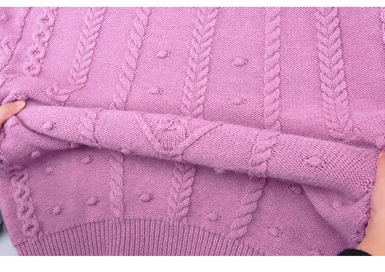 大きいサイズ レディース チュニック丈ケーブルニット LL 3L 4L 5L