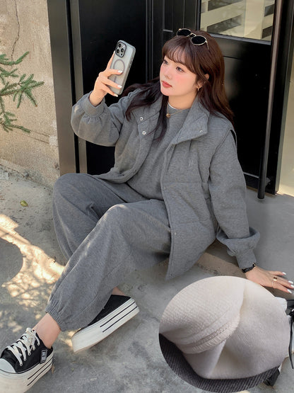 大きいサイズ レディース スリーピース（ベスト・シャツ・パンツ）ベルベットカジュアルスウェット LL 3L 4L 5L