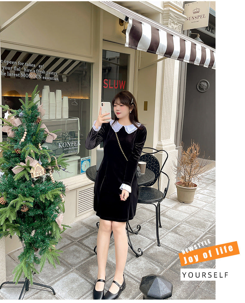 大きいサイズ レディース シックなベロアワンピース LL 3L 4L 5L