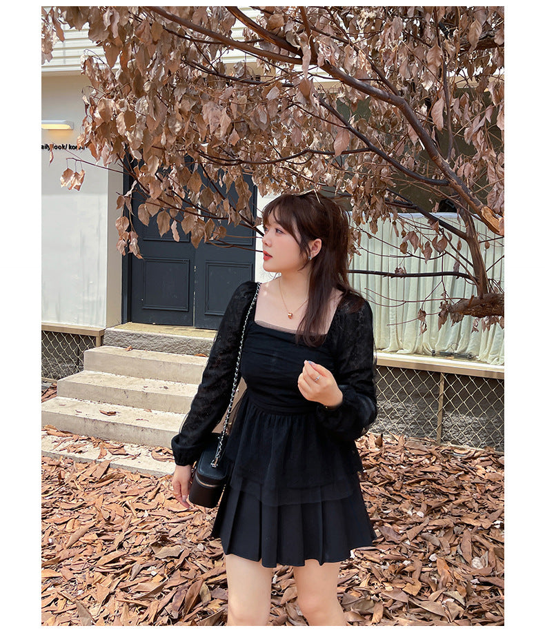 大きいサイズ レディース スクエアネックのペプラムレースブラウス LL 3L 4L 5L