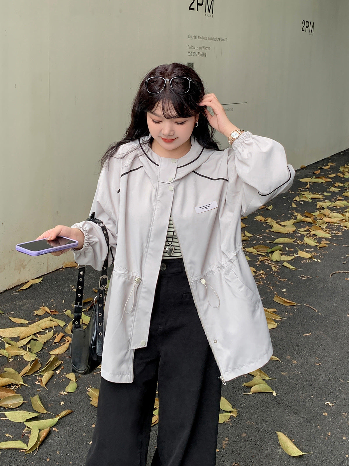 大きいサイズ レディース フード付きルーズ防風ジャケット LL 3L 4L 5L